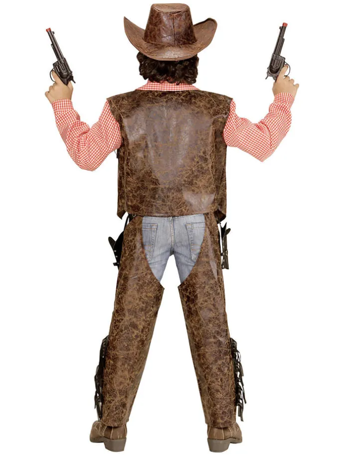 3-delig kostuum "Cowboy" bruin