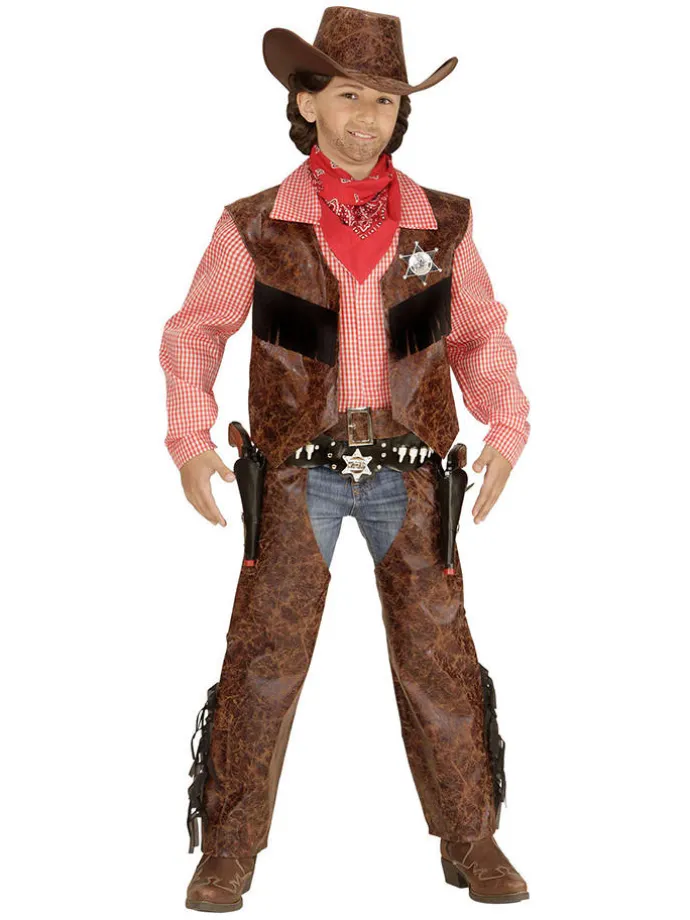 3-delig kostuum "Cowboy" bruin