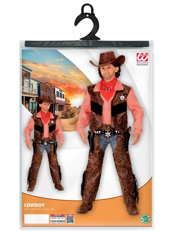 3-delig kostuum "Cowboy" bruin
