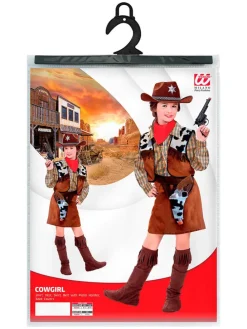 5-delig kostuum "Cowgirl" bruin