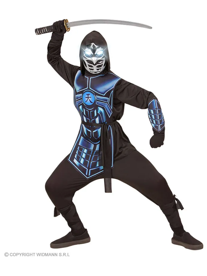 5-delig kostuum "Cyber Ninja" zwart