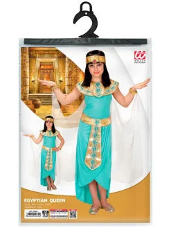 5-delig kostuum "Egyptische Koningin" turquoise/goudkleurig