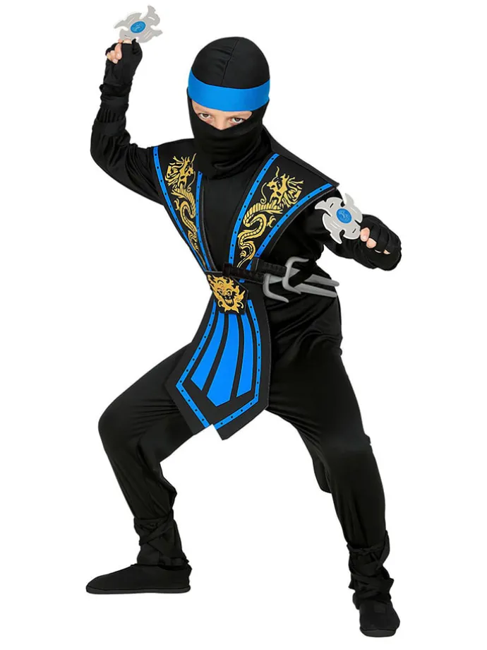10-delig kostuum "Kombat Ninja" blauw/zwart