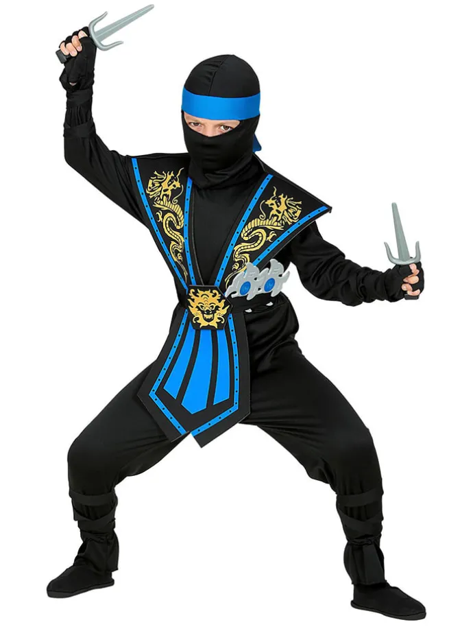 10-delig kostuum "Kombat Ninja" blauw/zwart