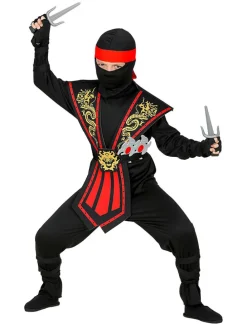 10-delig kostuum "Kombat Ninja" zwart/rood