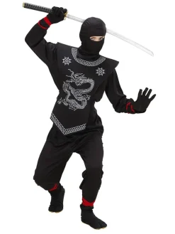 4-delig kostuum "Ninja" zwart