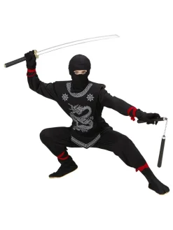 4-delig kostuum "Ninja" zwart