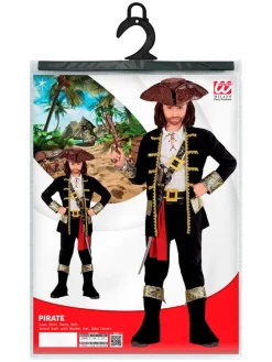 7-delig kostuum "Piratenkapitein" wit/zwart/rood