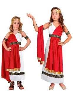 4-delig kostuum "Romeinse Keizerin" wit/rood/goudkleurig