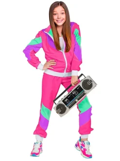 2-delig kostuum "80's Trainingspak" roze