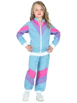2-delig kostuum "80's Trainingspak" blauw/paars/roze