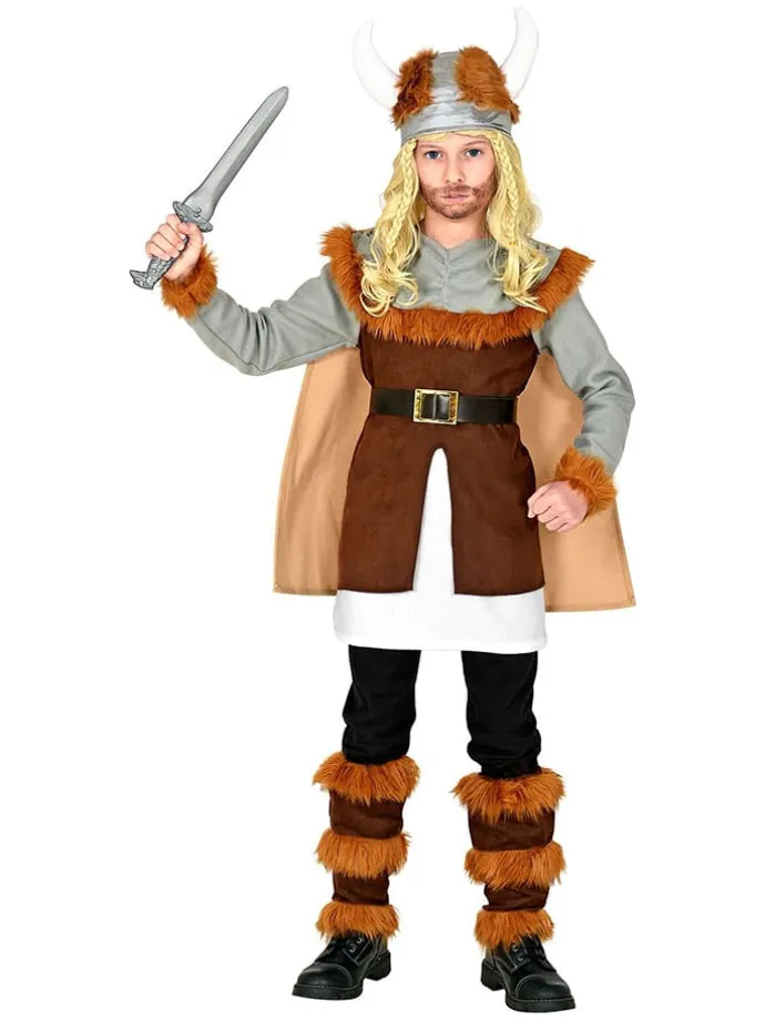 6-delig kostuum "Viking" bruin