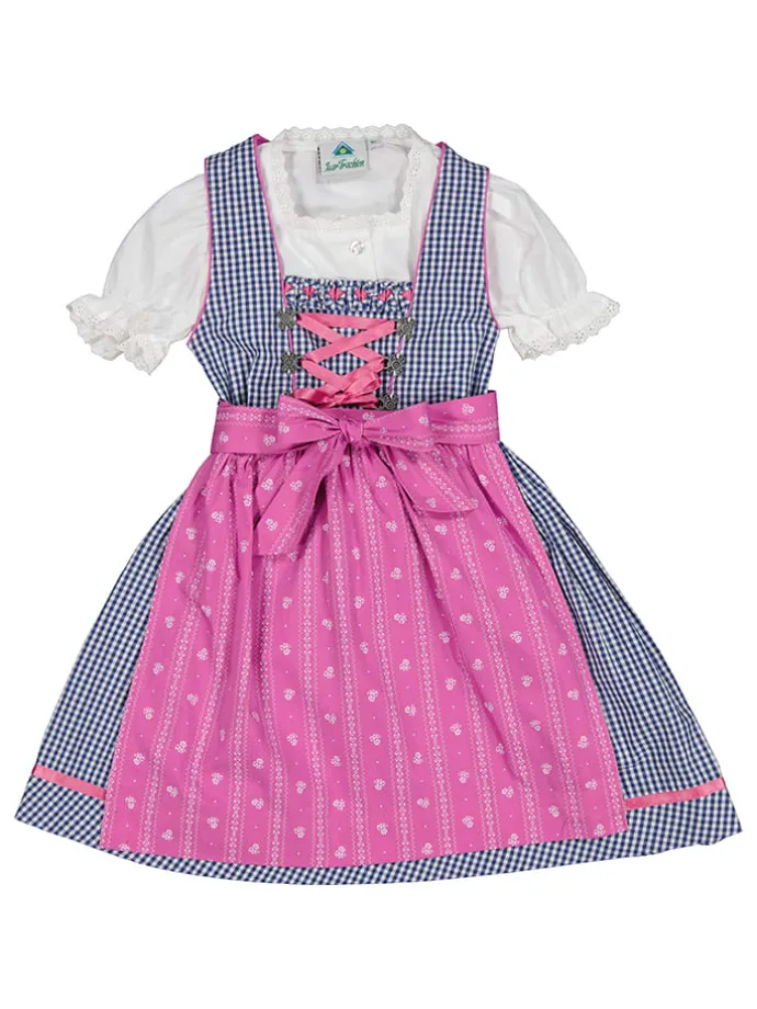 Dirndl blauw/lichtroze
