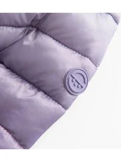 Doorgestikte bodywarmer lichtblauw/paars