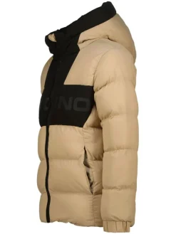 Doorgestikte jas beige/zwart