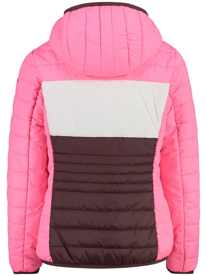 Doorgestikte jas roze/wit/bordeaux