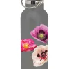 Drinkfles "Fabulous Poppies" grijs/roze - 500 ml