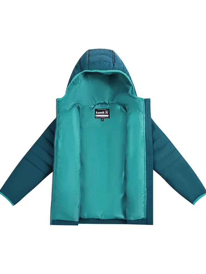 Dunne all-season doorgestikte jas "Celeste" petrol/turquoise