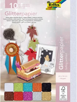 Glitterpapier meerkleurig - 10 stuks - (L)34 x (B)24 cm