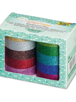 Glitterplakband meerkleurig - 10x 5 m