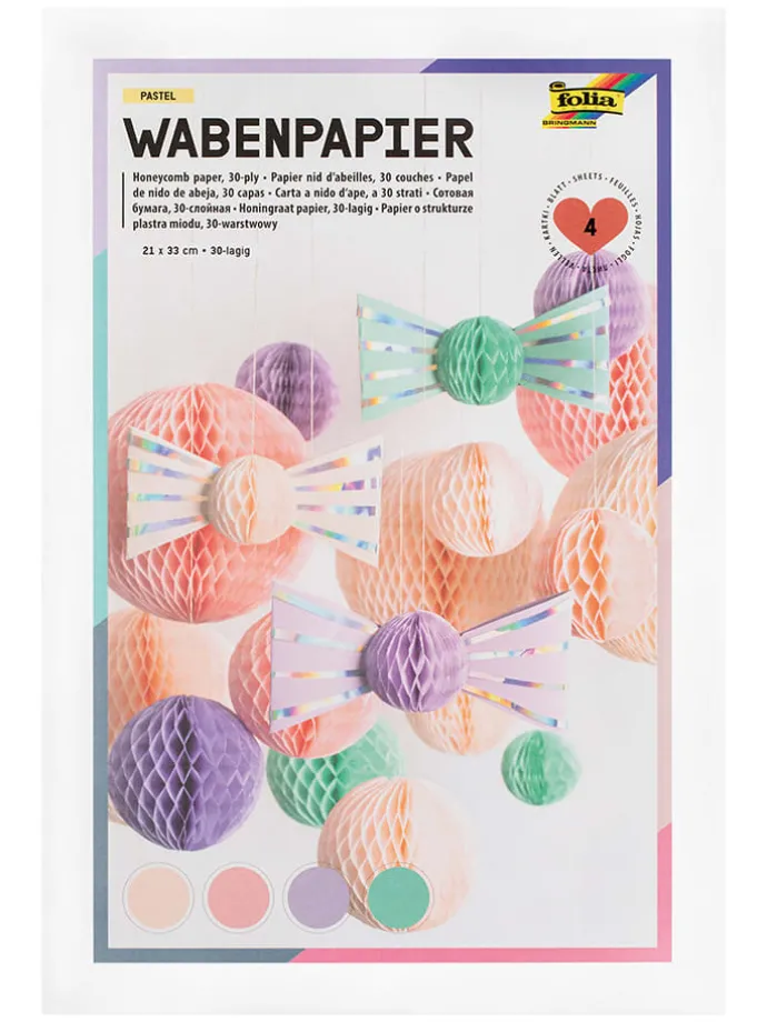 Honingraatpapier "Pastel" - 4 stuks - vanaf 6 jaar