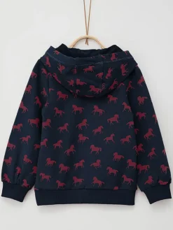 Hoodie donkerblauw/rood