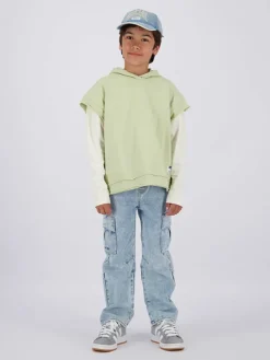Hoodie lichtgroen/crème