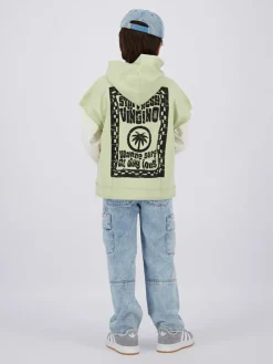 Hoodie lichtgroen/crème