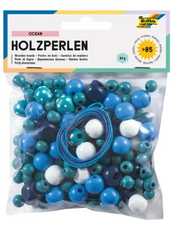 Houten kralen blauw - 60 g