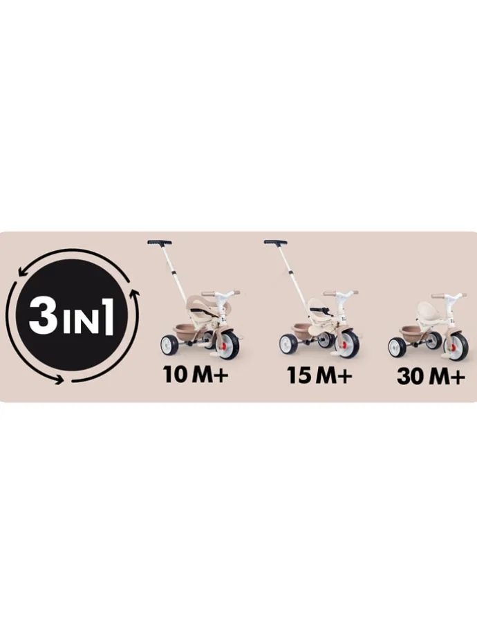 2-in-1 driewieler "Be Move Comfort" beige - vanaf 12 maanden