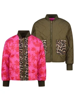 2-in-1 omkeerbare jas roze/kaki