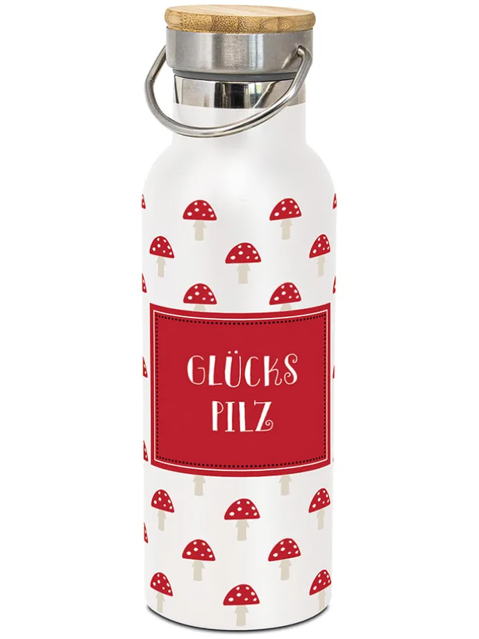 Isoleerfles "Viel Glück" wit/rood - 750 ml