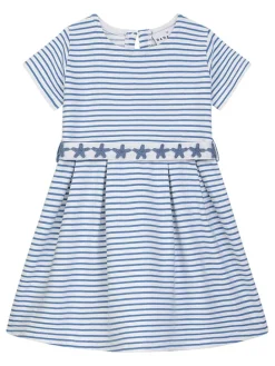 Jurk blauw/wit