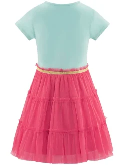Jurk lichtblauw/roze