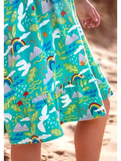 Jurk "Olivia" turquoise/meerkleurig
