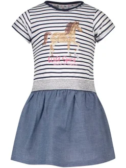 Jurk wit/donkerblauw