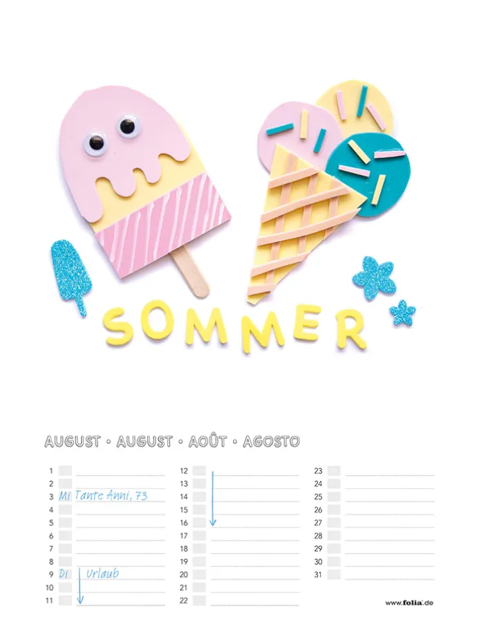 Kalender om zelf vorm te geven wit - (L)24 x (B)23 cm