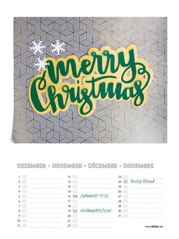 Kalender om zelf vorm te geven wit - (L)24 x (B)23 cm