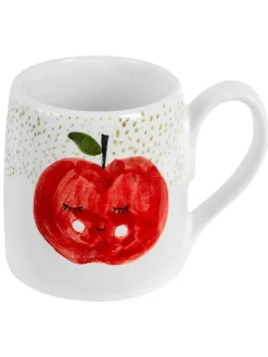 Kop "Apple" wit/rood - (H)9 cm