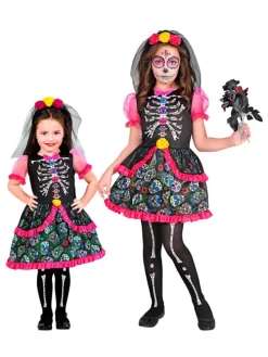 Kostuum "DIA DE LOS MUERTOS" zwart/roze