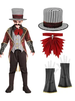 Kostuum "KWADE CIRCUSDIRECTEUR" zwart/rood
