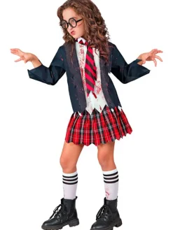 Kostuum "ZOMBIE SCHOOLMEISJE" donkerblauw/rood