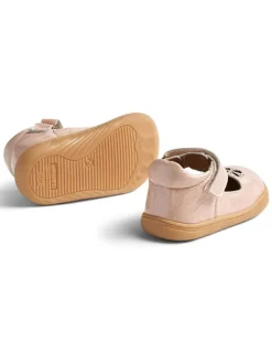 Leren ballerina's beige
