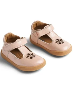 Leren ballerina's beige