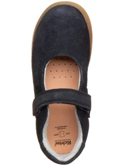 Leren ballerina's donkerblauw