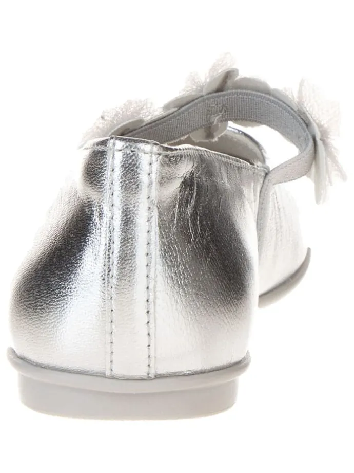 Leren ballerina's "Fantasy party" zilverkleurig