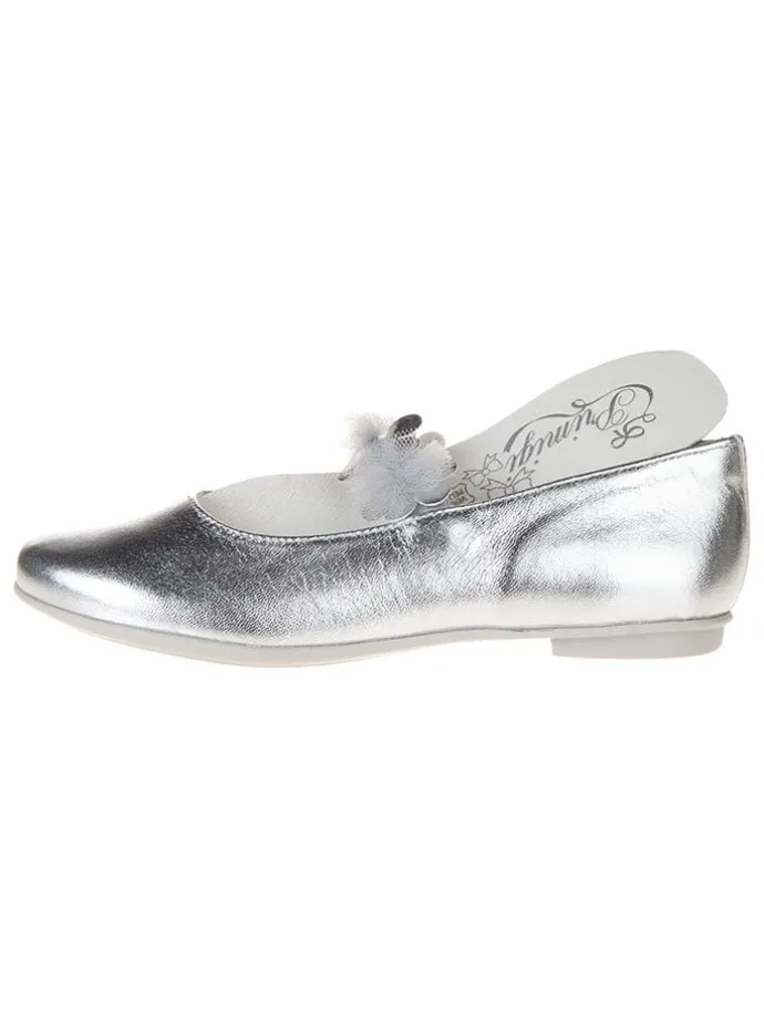 Leren ballerina's "Fantasy party" zilverkleurig