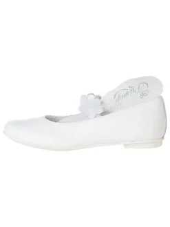 Leren ballerina's met bandje wit