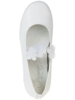 Leren ballerina's met bandje wit