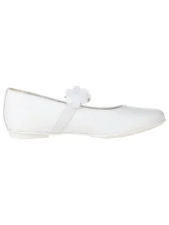 Leren ballerina's met bandje wit